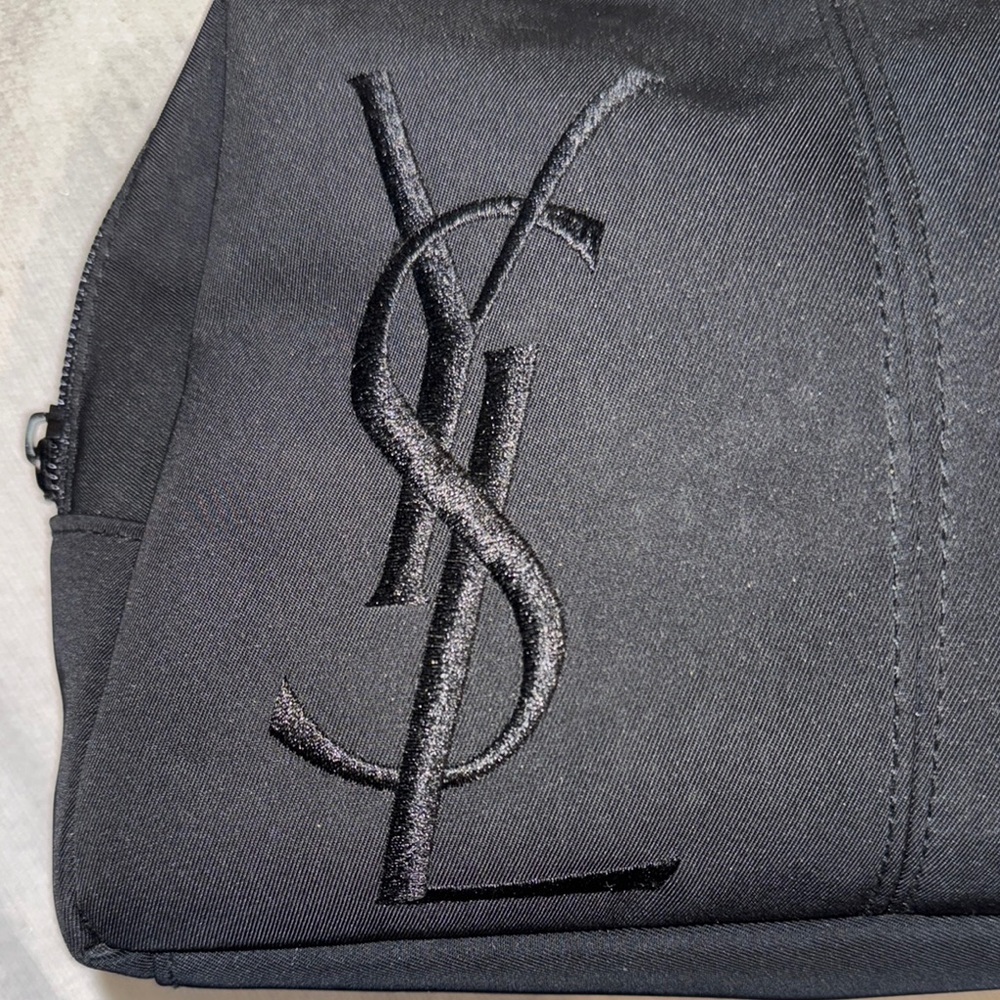 Authentic Yves Saint Laurent Black Cosmetic Bag with Embossed Logo - Picture 7 of 10